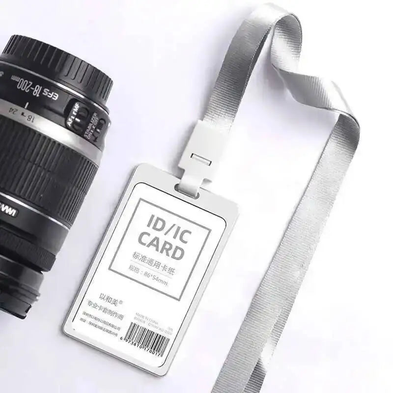 Office Supplies Luxury Metal Material Business Card Holder Credit Id Card Badge Holder With Exquisite Lanyard Custom