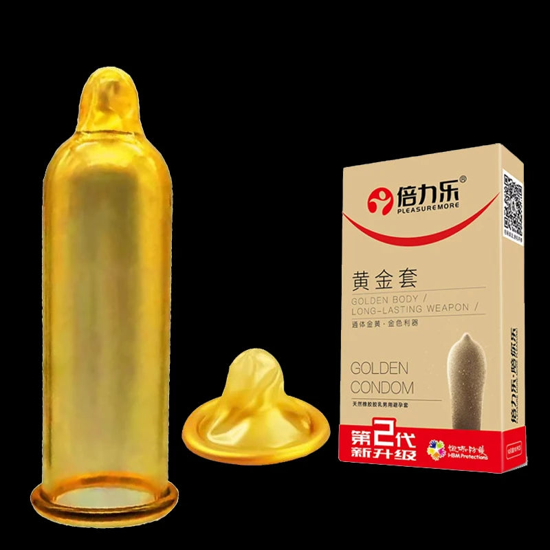 Golden Color Delayed Ejaculation Condoms For Men Reduce Sensitivity Long Lasting Latex Condom Penis Sleeve Dick Cook Sex Shops