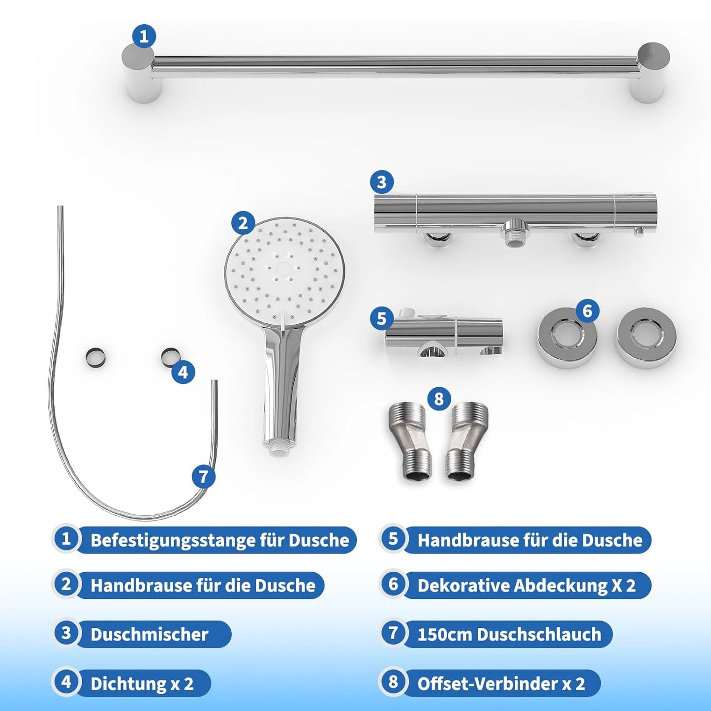 Bathroom Shower Faucet Wall-mounted Bathtub Mixer Taps Thermostatic Bath Tub Showers System Set with 3 Modes Rain Handheld