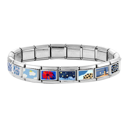 Fashion Blue NO.8 Ball Panda Elephant Cat Flower Italian Charms Fit 9mm Stainless Steel Women Fashion Bracelet DIY Jewelry Gifts