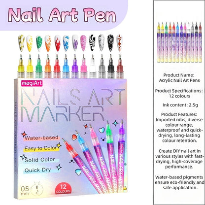 Nail Art Markers Customised Specialised Needle Tube Nail Art Pens Hand-Drawn Outline Pen Acrylic Paint Pen Set Acrylic Paintbrus