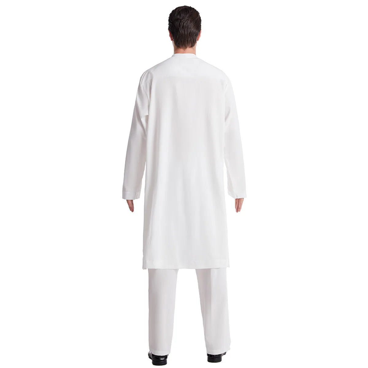 Muslim Men Jubba Thobe 2 Pice Set Top with Pant Mens Abaya Long Islamic Eid 2025 Ramadan Long Robe Saudi Wear Caftan Dubai Arab