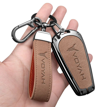 Car Interior Accessories Zinc Alloy Leather Key Case Cover Holder Chain For Voyah Free I-Land Dreamer PHEV Luxury Protective