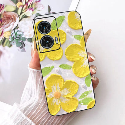 Case For Motorola Edge 50 Fusion Cover XT2429-1 Popular Flower Soft Black Silicone Phone Cases For Motorola G96 5G MotoG96 Funda