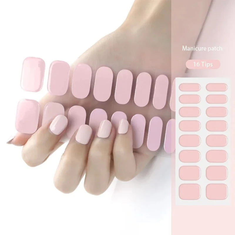 16/22 Tips Semi Cured Gel Nail Stickers for UV Lamp Designer Adhesive Nail Gel Wraps DIY Long-lasting  Nail Decoration