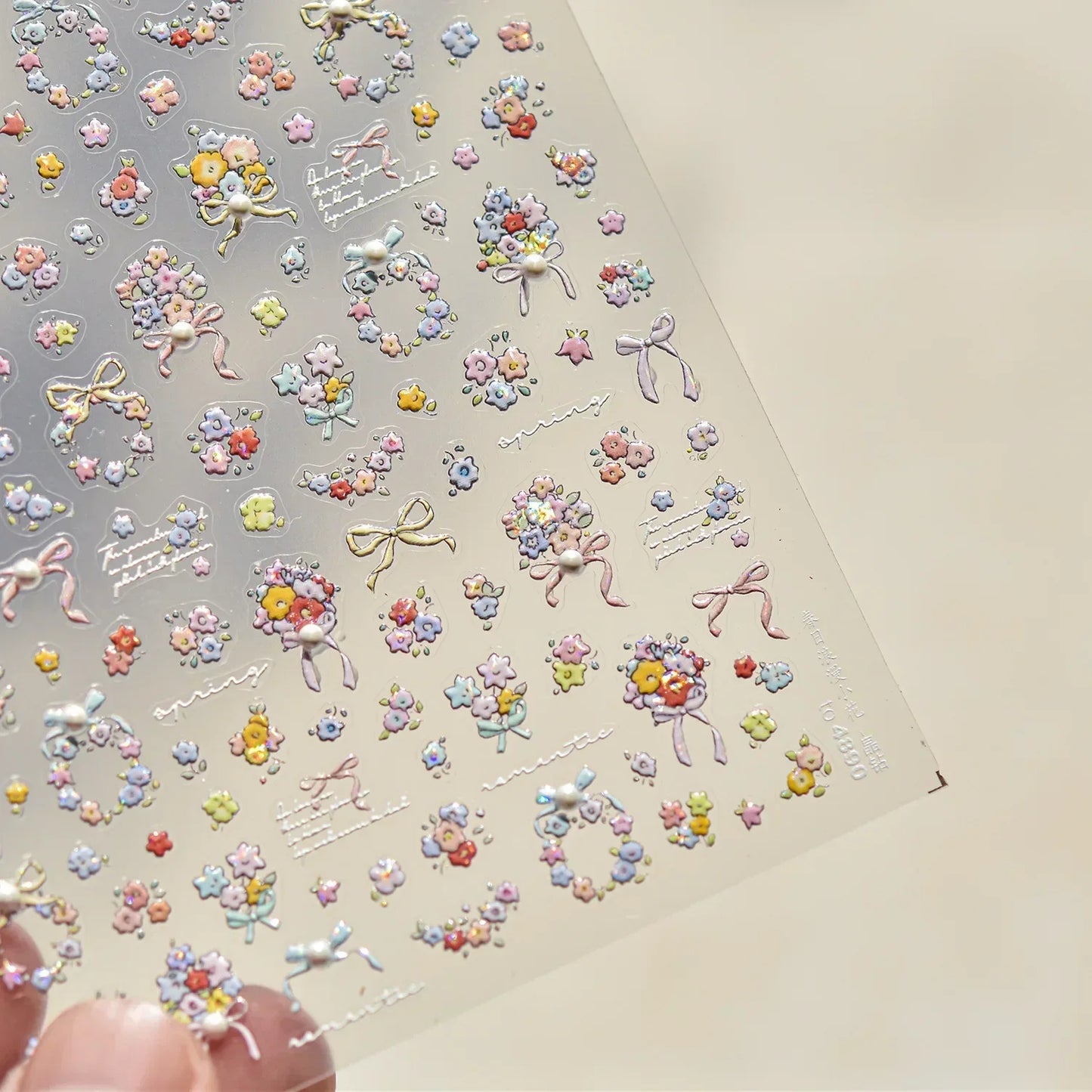 White Flower Petal Cherry Blossom Peach Blossom Falling Petal Floral Gradient 5D Self Adhesive Nail Art Sticker Manicure Decals