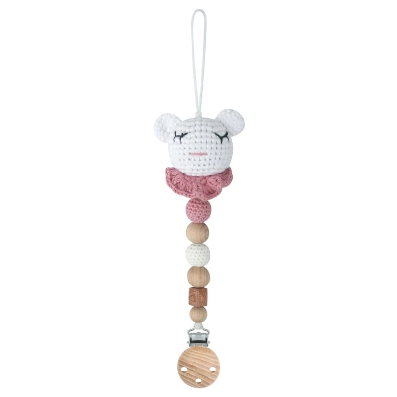 Baby Pacifier Clip Crochet Koalas Handbell Rattle Doll Teether Pacifier Chain Clips Set Dummy Chain Cartoon Teething Toy