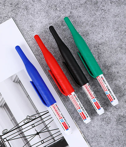 4Pcs/Set 30mm Deep Hole Long Nib Head Markers For Metal Perforating Pen Waterproof Bathroom Woodworking Decoration Multi-Purpose