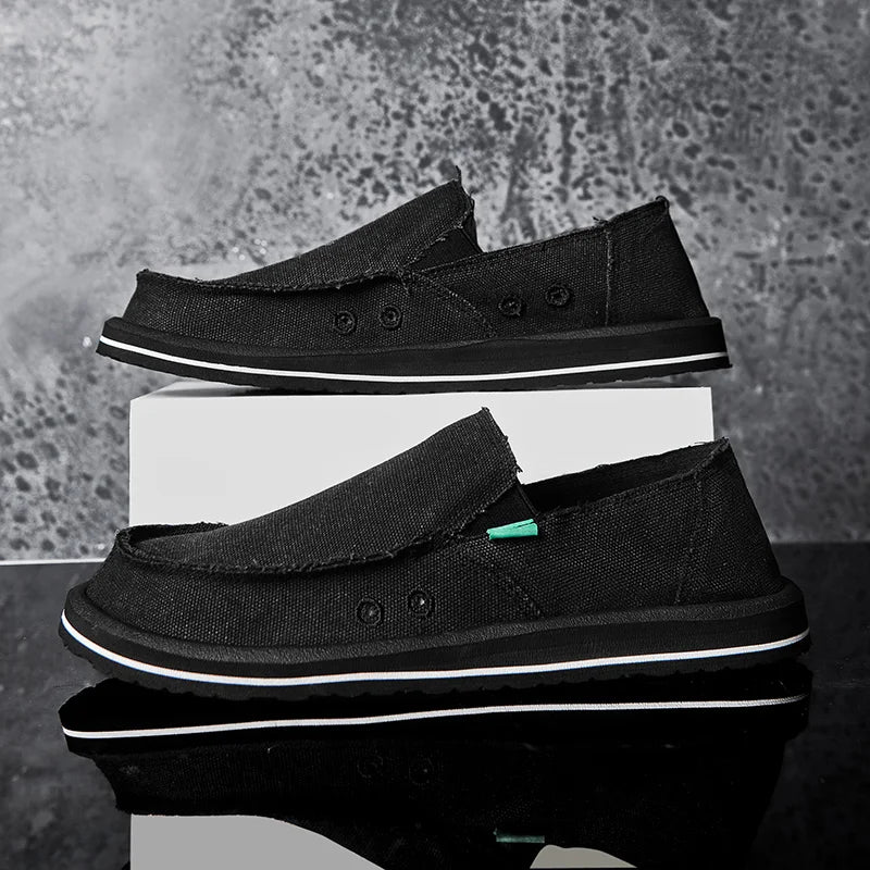 2025 New Spring Handmade Canvas Casual Men Shoes Design Fashion Sneakers Man Loafers Breathable Low Top Flat Shoes Soft Driving