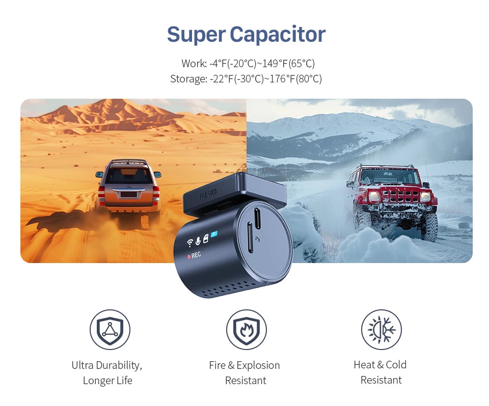 2K KAWA MINI 3 Pro Cameras for Car DVR Tiny Dash Cam 24 Parking Auto Video Recorder WiFi APP Voice Control Car dashcam