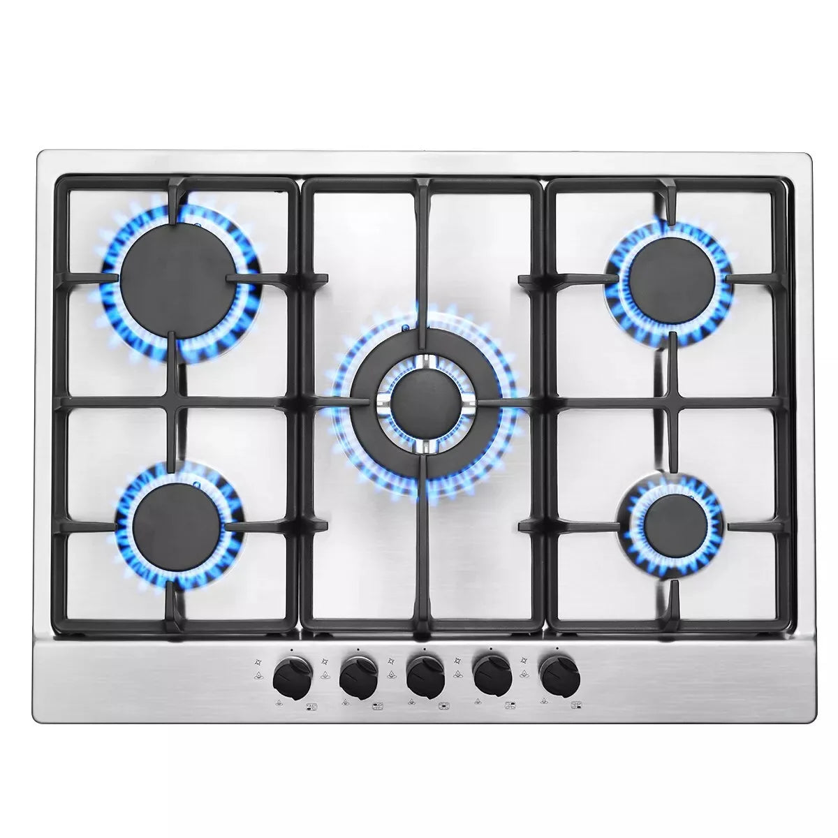 TopStrong 2/4/5 Burner 4200W Stainless Steel Auto Flame Protection Built-in for Natural Gas/Propane, Easy Clean, 30cm‌ Gas Hob