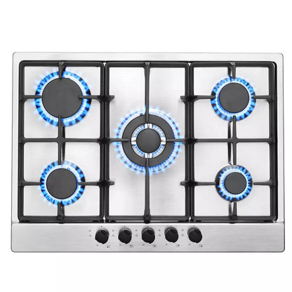 TopStrong 2/4/5 Burner 4200W Stainless Steel Auto Flame Protection Built-in for Natural Gas/Propane, Easy Clean, 30cm‌ Gas Hob