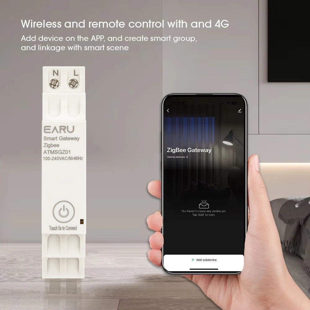 EARU Tuya Smart WiFi ZigBee 3.0 Gateway Hub Smart Home Appliances Wireless Bridge Remote Control Automation Device Work Din Rail