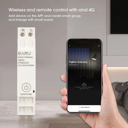 EARU Tuya Smart WiFi ZigBee 3.0 Gateway Hub Smart Home Appliances Wireless Bridge Remote Control Automation Device Work Din Rail