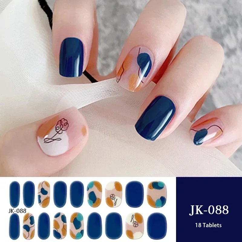 16/18/20Tips Semi-Cured Gel Nail Strips Adhesive Full Cover Stickers for Nails UV Lamp Need Press On Nails Fashion Manicure