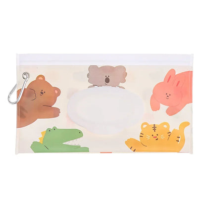 Cute EVA Baby Wet Wipe Pouch Wipes Holder Case Flip Cover Snap-Strap Reusable Refillable Wet Wipe Bag Outdoor Home Tissue Box