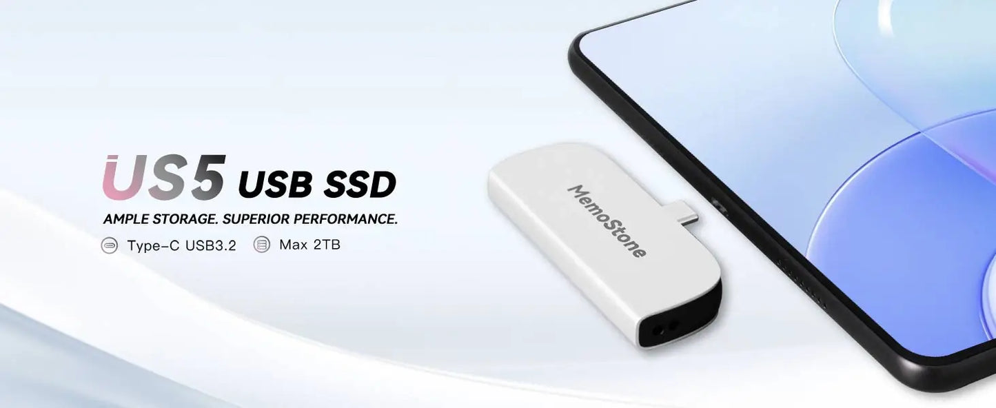 KingSpec MemoStone 512G 1TB 2TB Portable SSD USB-C 20Gb/s External USB Flash Hard Drive 2000MB/s Hard Disk for Smartphone Tablet