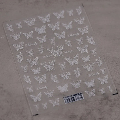 1pcs 5D Japanese Black Butterfly Nail Art Stickers Glitter Shiny Kawaii Self Adhesive Manicure Decorations Tool Decals Accessory