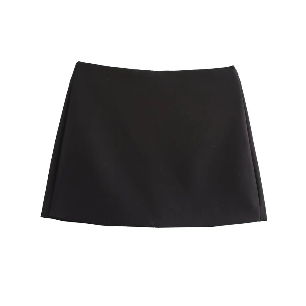 High Waist Solid Skort for Women Fashion Side Zipper Female Shorts Skirts Mujer