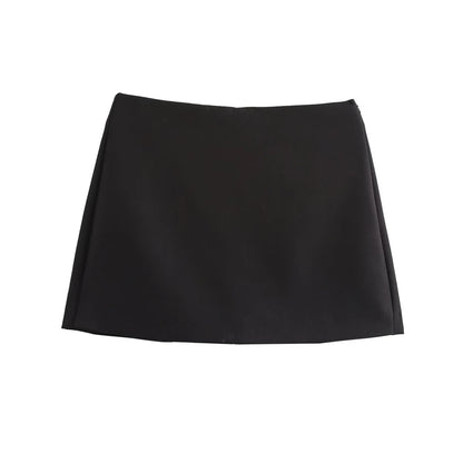 High Waist Solid Skort for Women Fashion Side Zipper Female Shorts Skirts Mujer