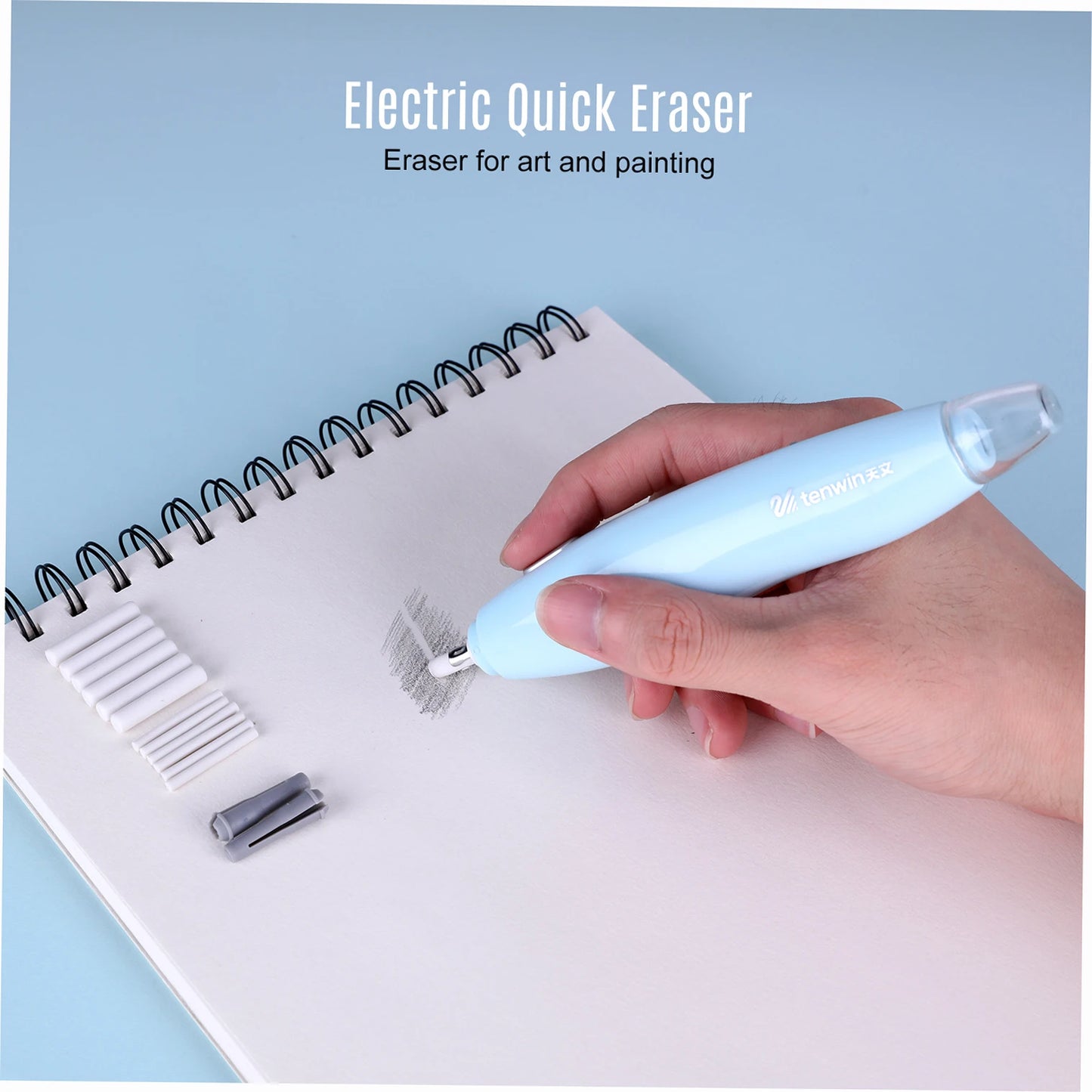 【New】Electric Eraser Kit with 16 Eraser Refills Rechargeable Pencil Eraser One-button Control Stationery  for School