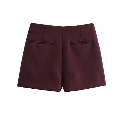 High Waist Solid Skort for Women Fashion Side Zipper Female Shorts Skirts Mujer