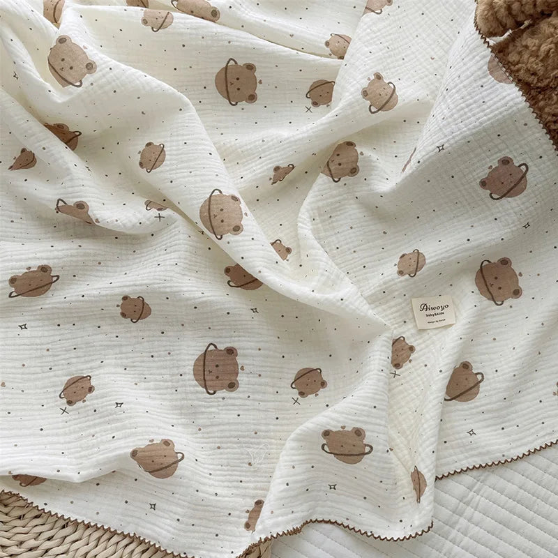 Baby Blanket Floral Soft Cotton Muslin Newborn Swaddle Wrap Receiving Blanket Quick Dry Bath Towel Baby Stroller Cover