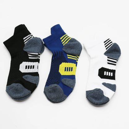 3Pairs Professional Sports Fitness Socks Towel Bottom Non-Slip Running Sock Men Women Short Quick-Drying Basketball Training Sox