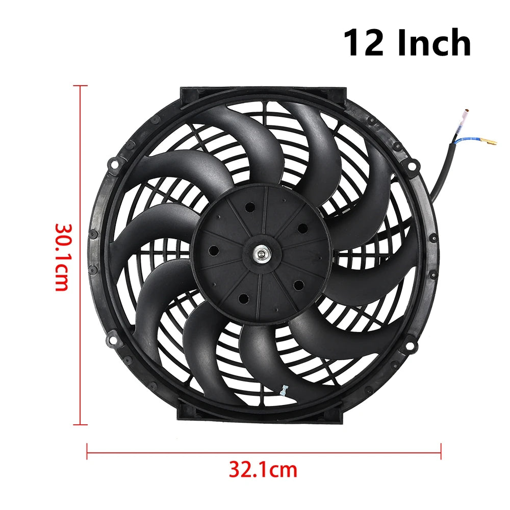 Universal 7/9/10/12/14/16 Inches 12V 80W 2100RPM Car Air Conditioning Electronic Radiator Cooling Fan Blade Electric Cool Kit
