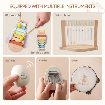 Montessori Music Instruments Baby 0 12 Months Toys Drum Xylophone Kids Early Educational Wooden Instruments Baby Toys Musical