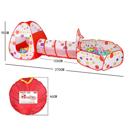 3In1 2.7M Children Ball Pool with Basket Portable Baby Pit Crawling Tunnel Balloon Playpen Tent Kid Indoor Outdoor Yard Toy Gift