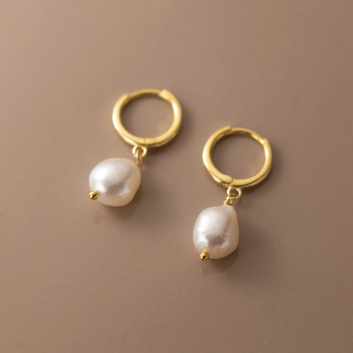 Modian 925 Sterling Silver Baroque Pearl Ear Buckles For Women Trendy Bright Simple Hoop Earrings Fine Jewelry Luxury Gift