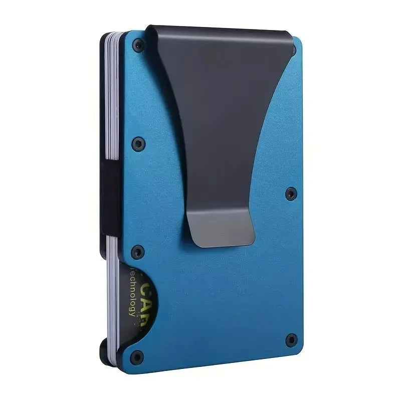 Minimalist Slim RFID Blocking Wallet For Men - Light Weight, Durable & Compact- Aluminum Wallet With Money Clip (Black）