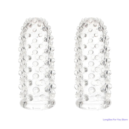Finger Condoms Adult Sex Toys Spike Condom Women Stimulation Female Vagina Clitoris Silicone dotted Finger Coats Adult supplies