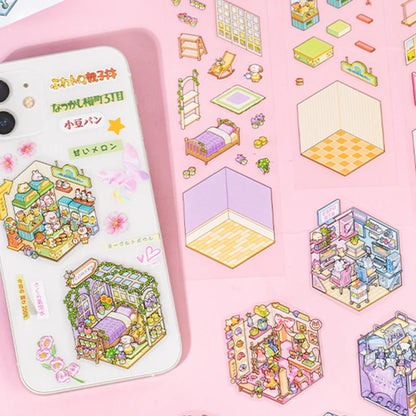 Mr. Paper 13pcs Palm PET 2.0 Sticker Book, Mini Diorama Journal Supplies, 3D Scene Collage, Portable Creative Stationery Sticker