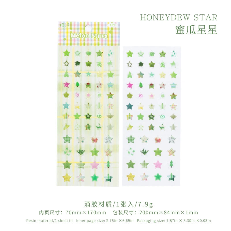 4 Designs Candy Star Series Lovely Five Point Star Theme Resin Stickers for Scrapbooking DIY Frame Collage Decoration