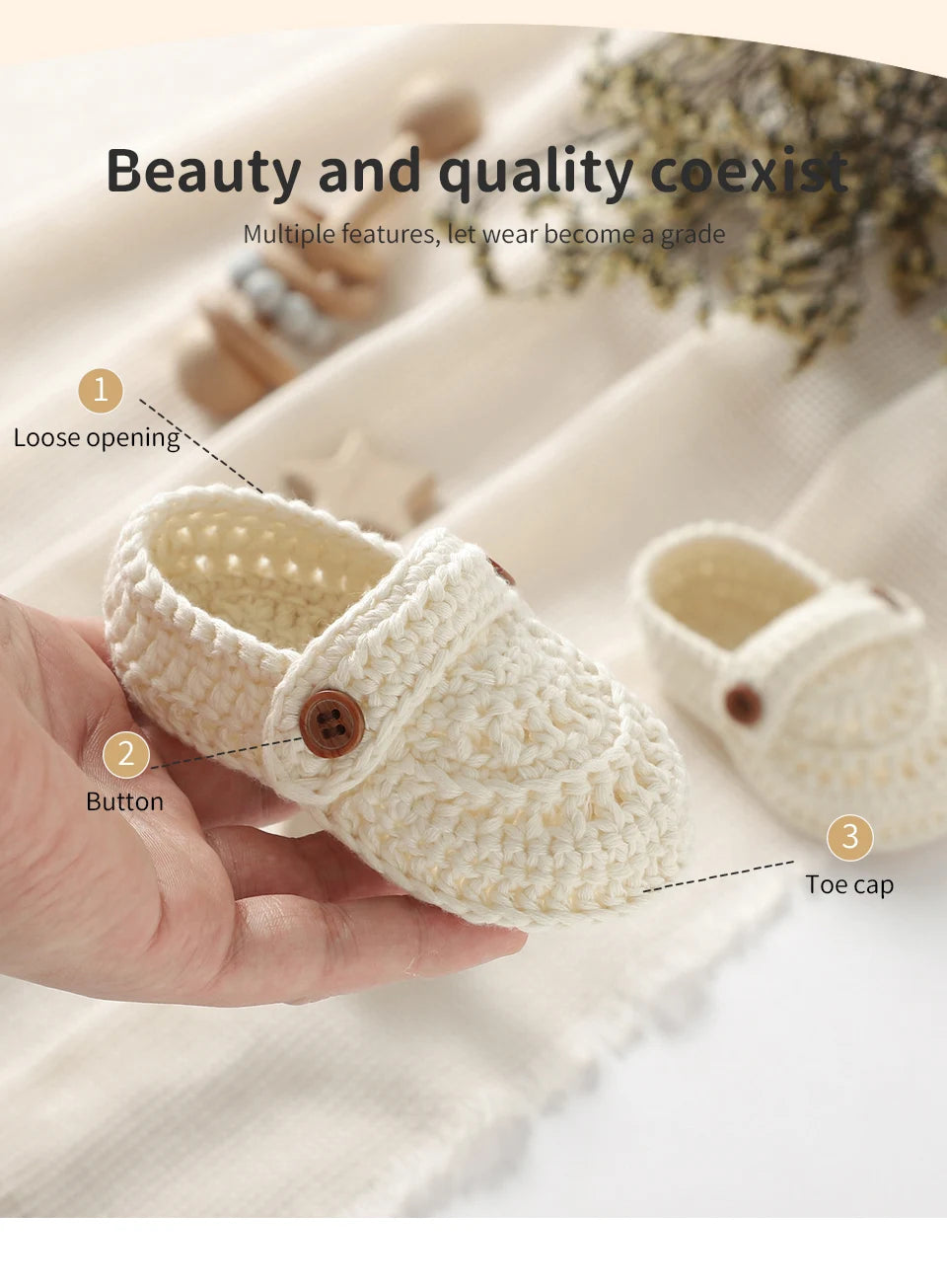 Baby Girls First Walker Shoes Adorable Solid Hand Knit Newborn Infant Slip On Prewalkers 0-12m Toddler Outdoor Indoor Floor Wear