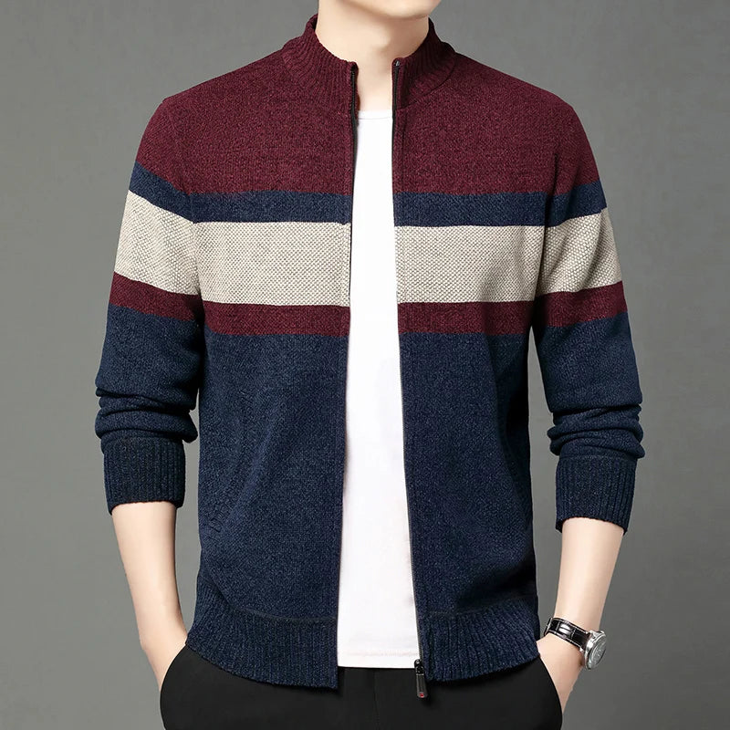 Premium Thick Chenille Fabric Warm New Brand Casual Fashion Stand Collar Men Jacket Streetwear Zipper Autumn Winter Coats