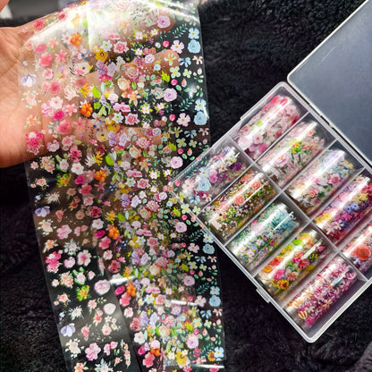 10Rolls Halloween  Flower Plaid Angel Marble  Bow Nail Foils Transfer Paper  Nail Art Stickers   Decal  Nails Decoration