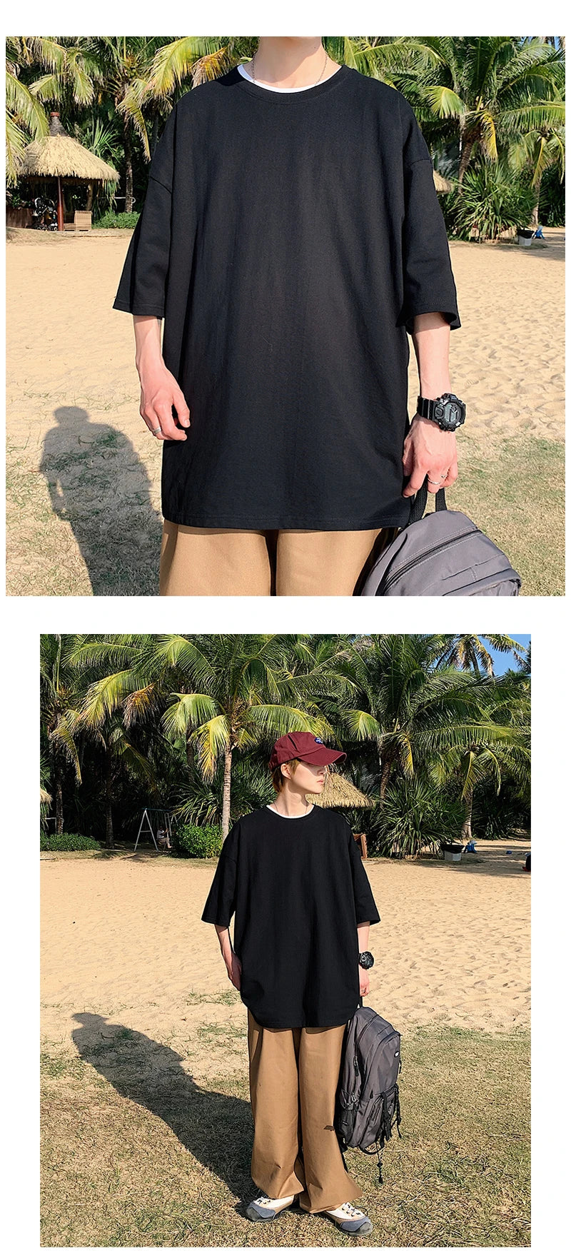 Oversized Summer Short Sleeve Men's T Shirt New Fashion Solid Loose O-Neck T Shirts Mens Cotton Hip Hop Streetwear Top Tees 5XL