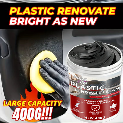 400gCar Plastic Part Restorer, Black Interior Trim Polishing Wax, Aging Prevention Refurbishment Agent, Repair Plastic Scratches