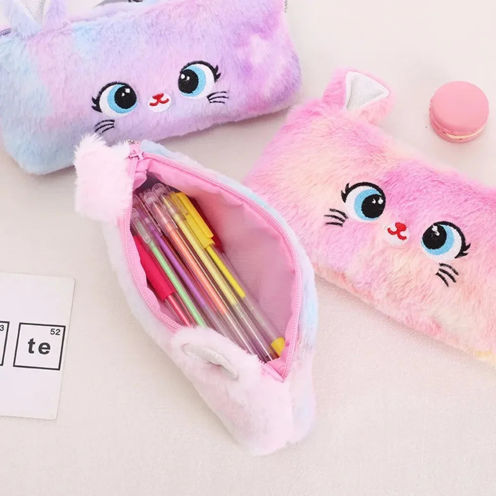 Cartoon Pencil Case Cute Cat Pencil Pouch Large Capacity Pencil Bag Stationery for Girls Kids Back to School