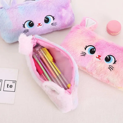 Cartoon Pencil Case Cute Cat Pencil Pouch Large Capacity Pencil Bag Stationery for Girls Kids Back to School