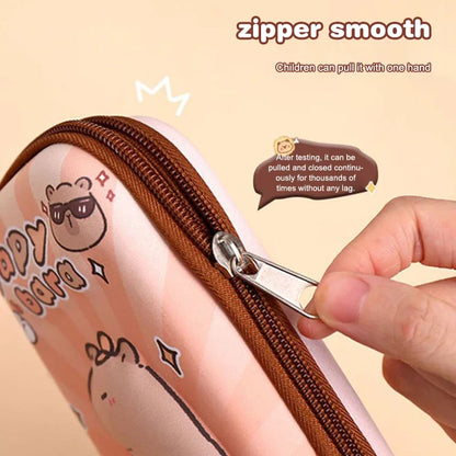 3D Capybara Pencil Case Drop Resistant Waterproof Student School Supplies Large Capacity Multifunctiona Pen Pouch Stationery