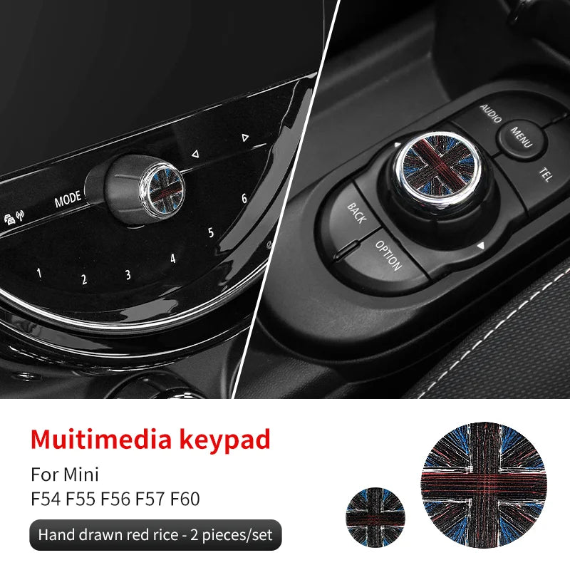 Central Control Volume Multimedia Button Knob Sticker for MINI Cooper F55 F56 F57 F60 Countryman Leather Car Interior Styling