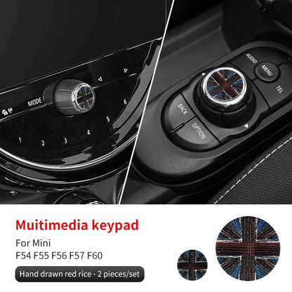 Central Control Volume Multimedia Button Knob Sticker for MINI Cooper F55 F56 F57 F60 Countryman Leather Car Interior Styling