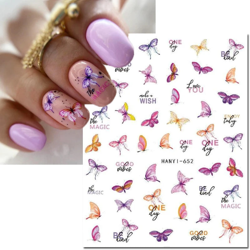 3d Nail Art Decals Elegant White RoyalBlue Roses Flowers Adhesive Sliders Nail Stickers Decoration For Nail Manicure