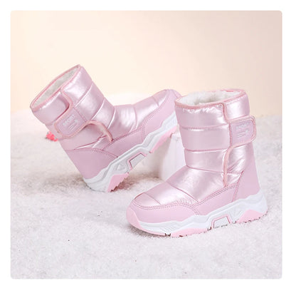 New Kids Snow Boots Winter High-top Warm Cotton Shoes for Children Boys Girls Warm Plush Lining Ankle Boots Anti-skid Waterproof