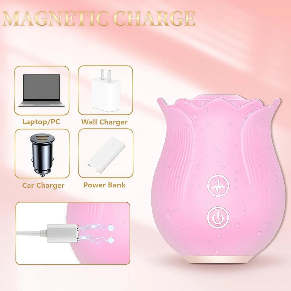 10 Speed Rose Suker Vibrator G-spot Dildo Clitoris Stimulating Sucking Female Sex Toy USB Rechargeable Rose-shaped Mini Massager