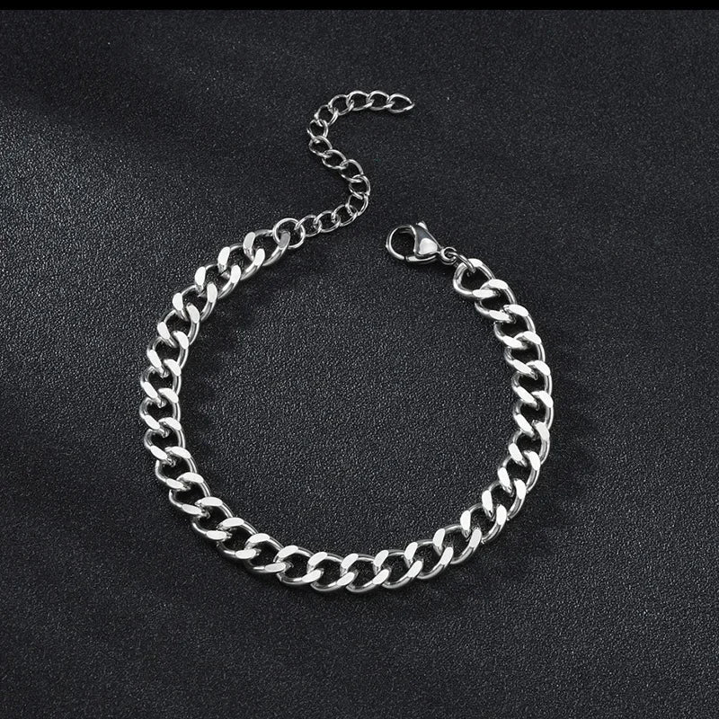 3.5-7MM Stainless Steel Chain Bracelets For Men Women Punk Curb Cuban Link Chain Bangle Fashion Party Never Fade Jewelry